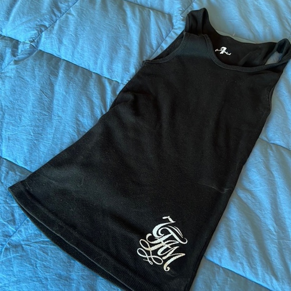 7 for all Mankind Black Ribbed Tank Top, Sz S, NWOT